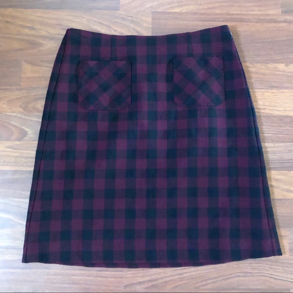 J. Jill Plaid Checkered Pencil Skirt S Red Black New